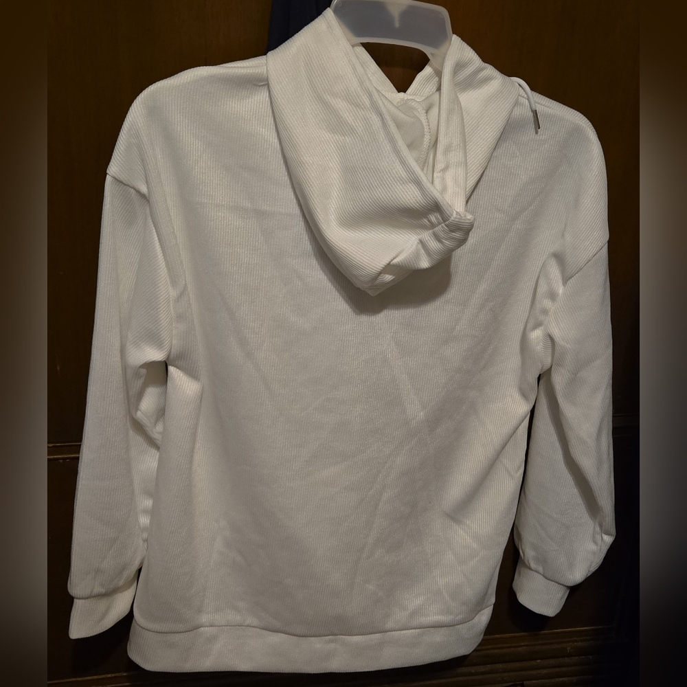Freedom Waffle Knit Hoodie With A Blood Stain in White, Men's M - Picture 2 of 3